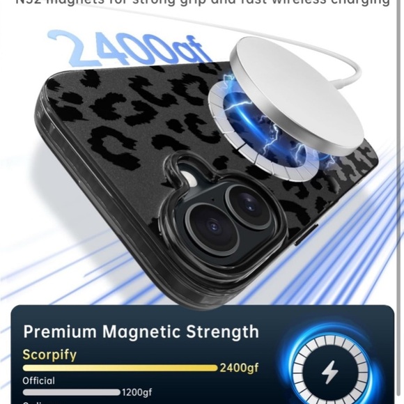 iPhone 16 PL Matte Black Leopard Cheetah Print Magnetic Case Cover Cute NIB - Picture 16 of 16